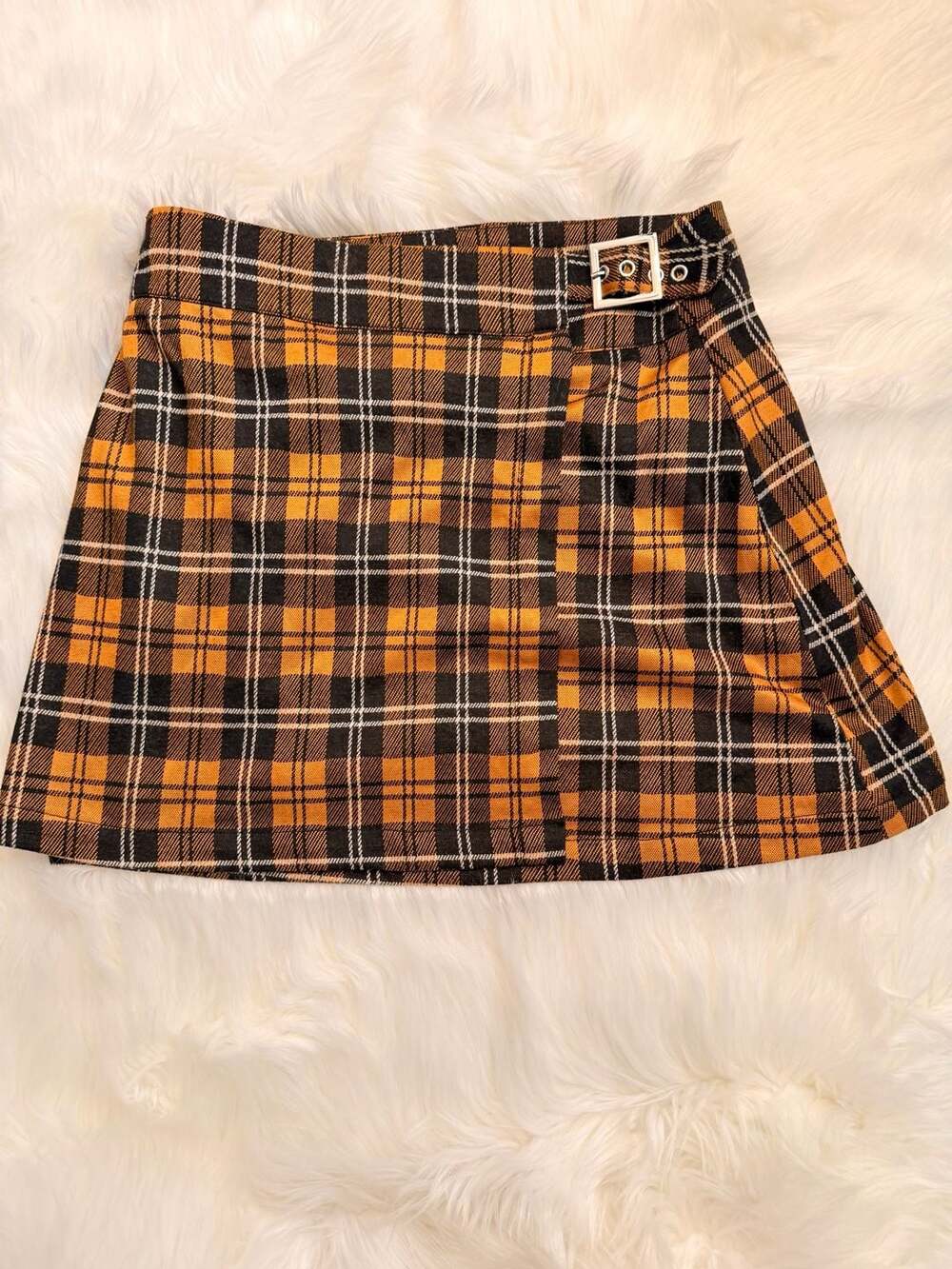 AE Studio Plaid Buckle Mini Skirt Size M